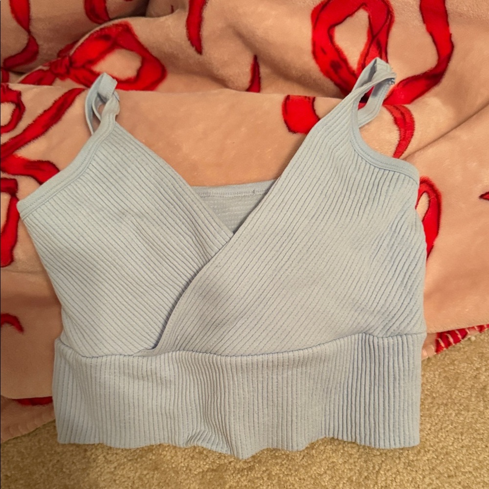 Light Blue Ribbed Women's Top